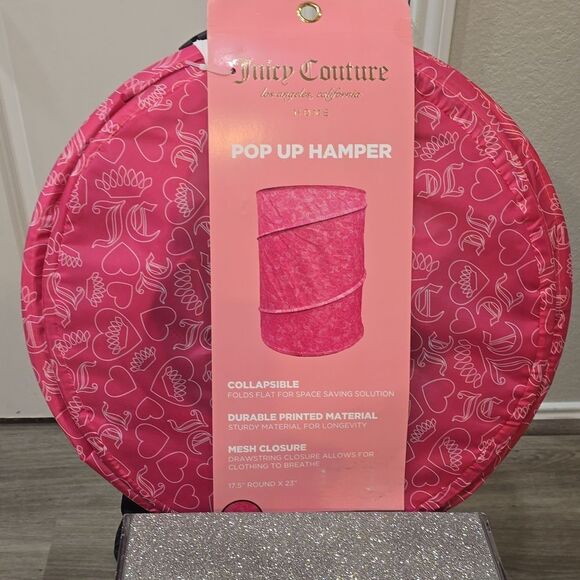 Juicy Couture Home JC Crown & Heart Logo Collapsible Pop-Up Hamper - Picture 3 of 5